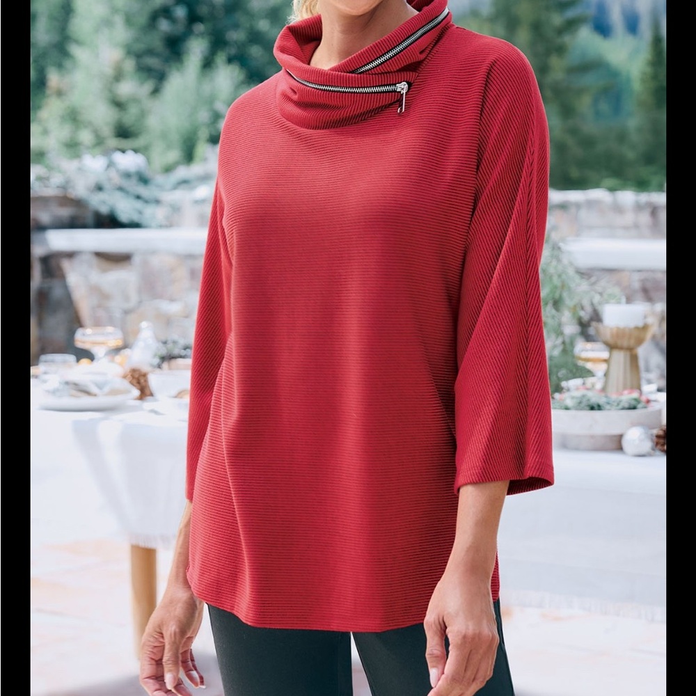 Women's Red Cowl Neck Top